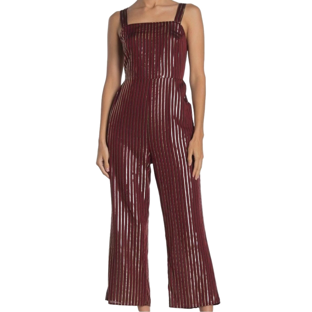 🐾Show Me Your MuMu Red/burgundy and Gold Jumpsuit sleeveless with square neck L